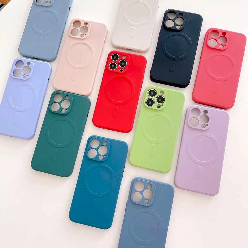 MagSafe Silicone Case for iPhone 11 12 13 14 15 Pro Max XR XS