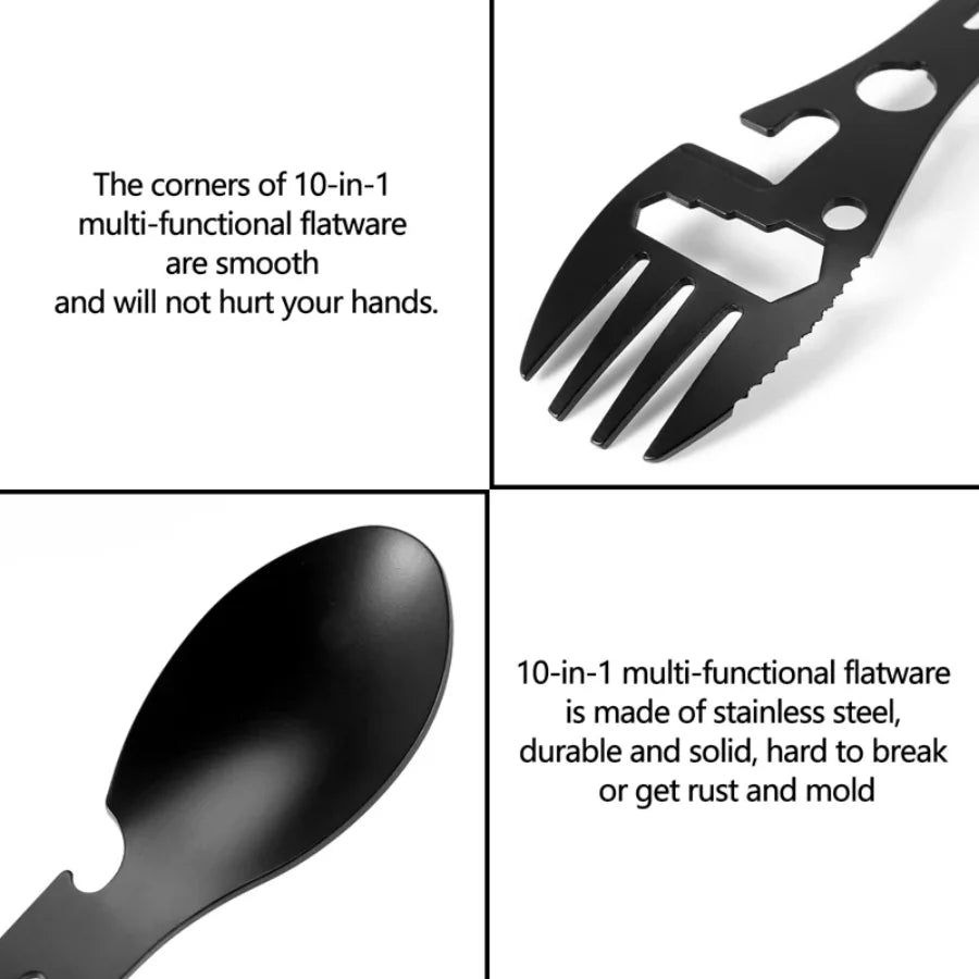 Outdoor Camping Fork Spoon Tool with Bottle Opener Portable Travel Cutlery Secondary image