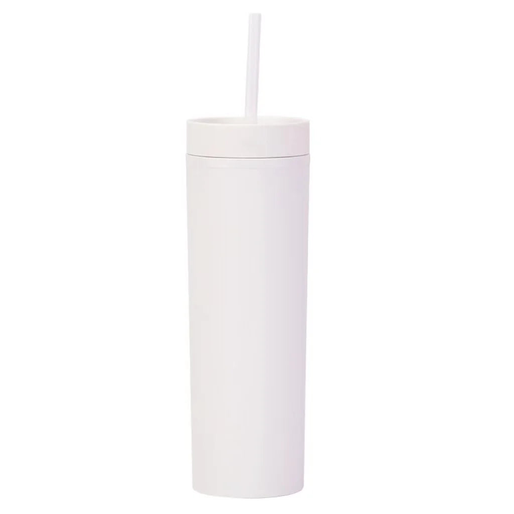 Double Wall Skinny Tumbler 473ml/480ml Cup with Straw & Lid