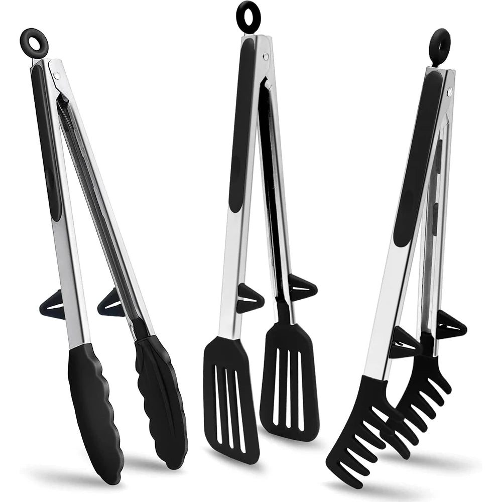 LMETJMA Silicone Kitchen Tongs Non-Stick BBQ, Steak & Pasta Serving Tool Secondary image