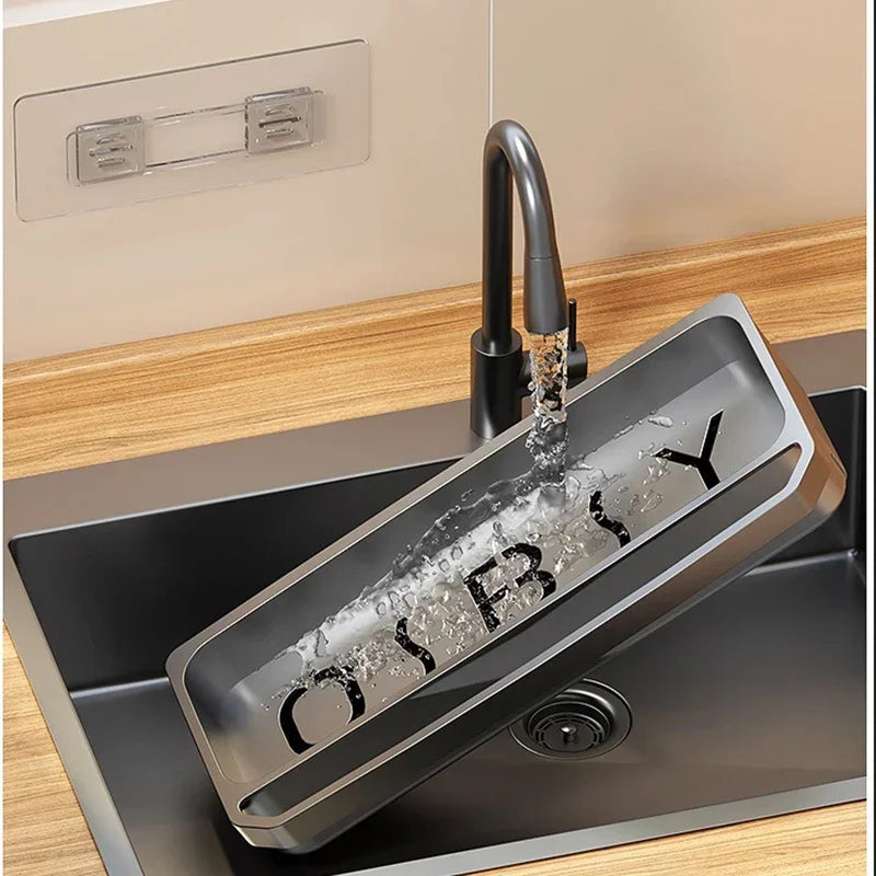 Self-Draining Kitchen Sink Organizer Sponge & Soap Faucet Shelf