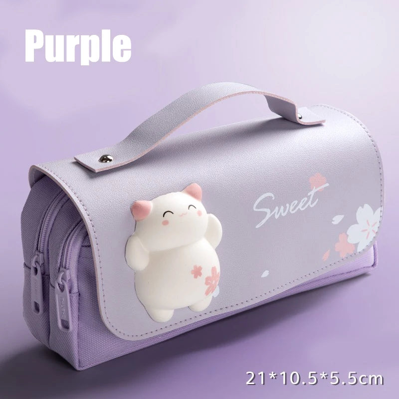 3D Kawaii Pencil Case Cute Waterproof Decompression Pen Pouch