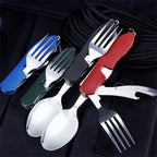4-in-1 Foldable Camping Cutlery Set Portable Stainless Steel Utensil