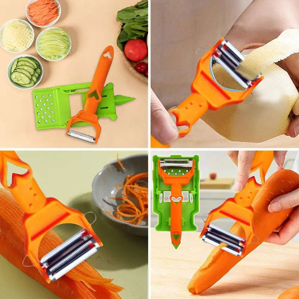 Cocororo Multi-Function Peeler – Double Strip Vegetable & Fruit Cutter with Juicer