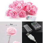 Rose Flower LED Fairy Lights USB String Decoration