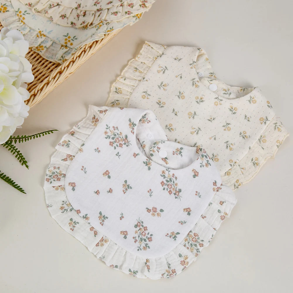 Flower Print Baby Bibs Soft Cotton Feeding Scarf for Girls