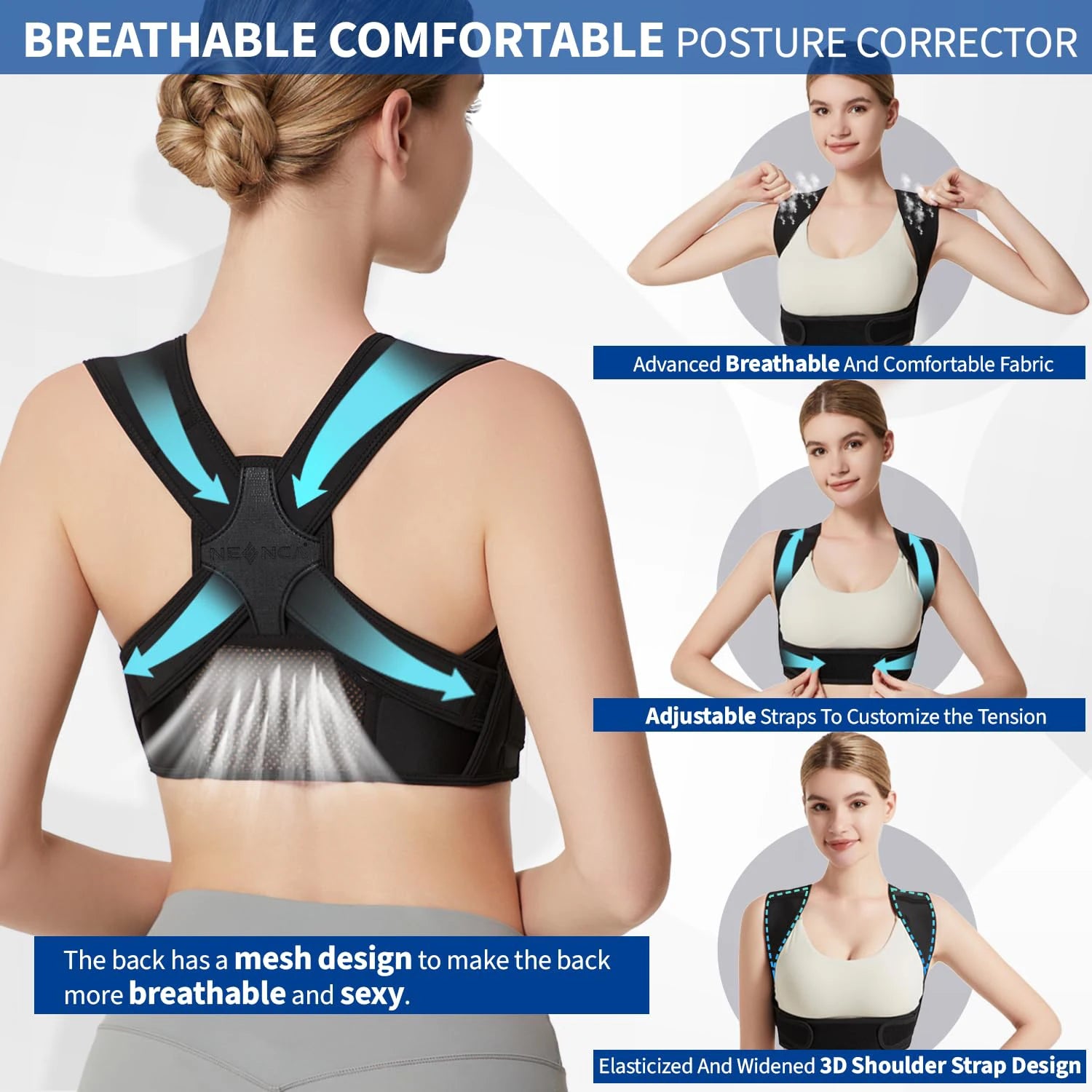 Posture Corrector Belt Back Brace Adjustable Shoulder Support