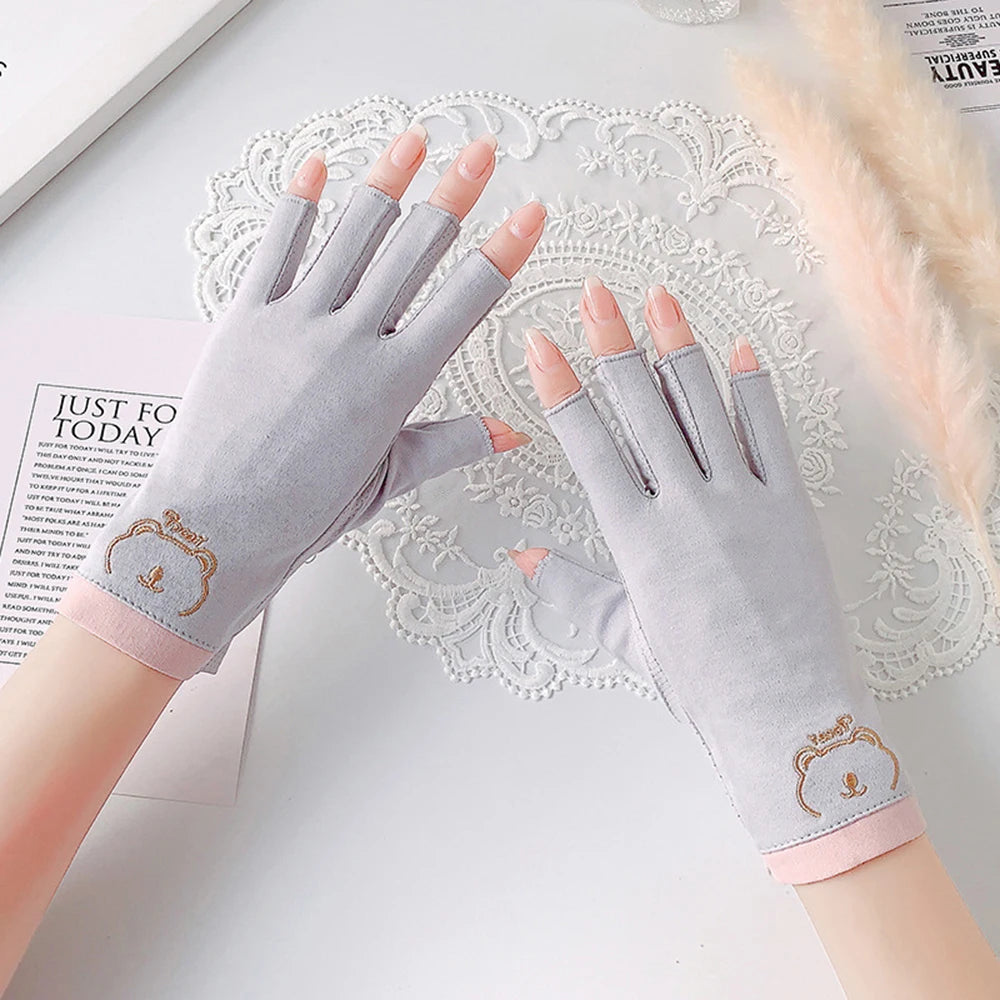 Anti UV Nail Gloves Fingerless UV Protection Gloves for Nail Art