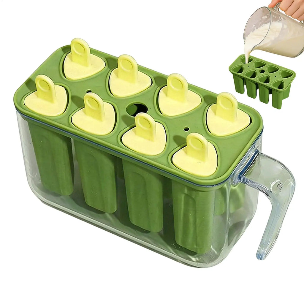 8 Grid Silicone Ice Pop Mold – Reusable DIY Ice Lolly Maker Tray