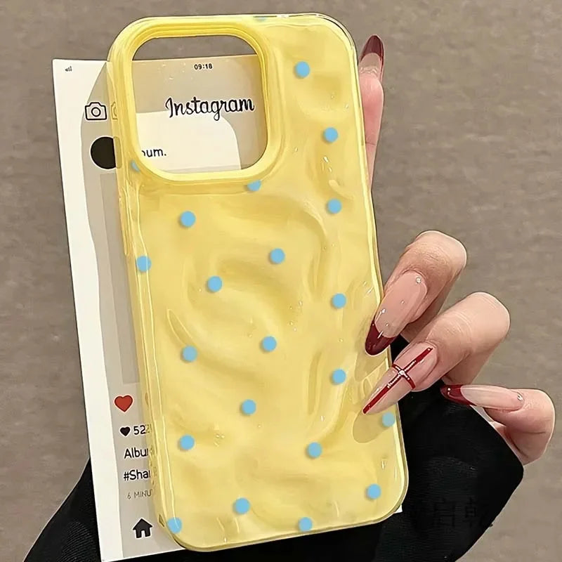 Polka Dot Solid Color Phone Case for iPhone 17 16 15 14 Pro Max Cover