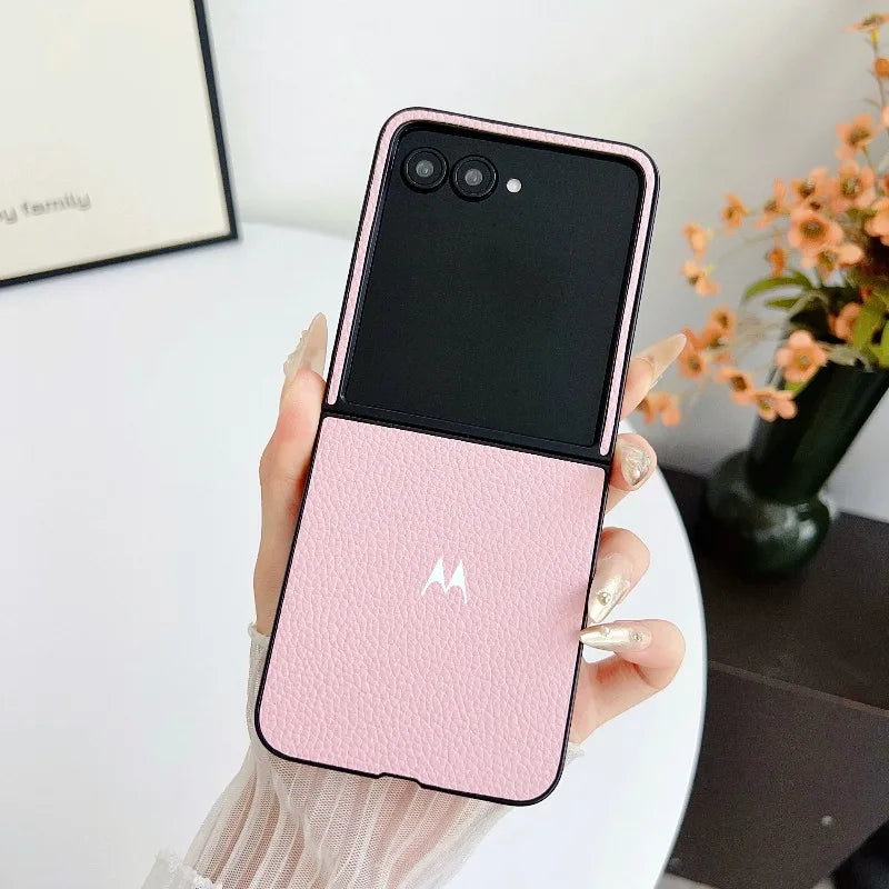 Leather Candy Color Flip Case for Motorola Razr 70 60 50 Ultra