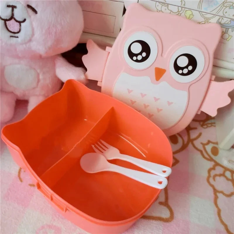 Portable Children Lunch Box Cartoon Bento Food Container with Cutlery Set