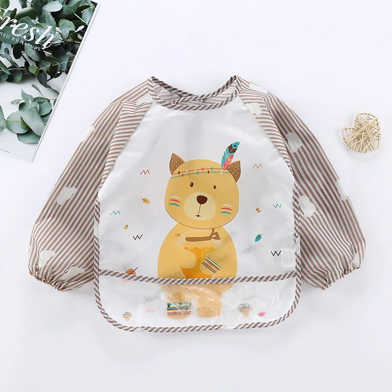 Baby Waterproof Long Sleeve Bib Smock Apron for Toddlers