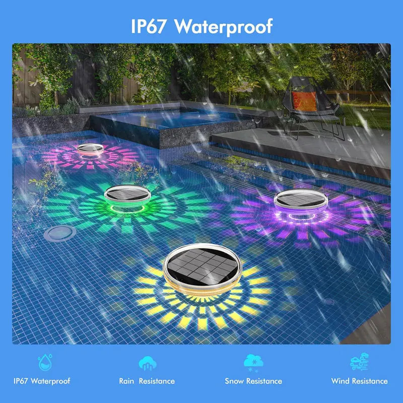 Solar Rechargeable Floating Pool Lights with Remote