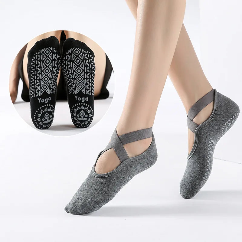 Women Non Slip Yoga Grip Socks Pilates Ballet Dance Cotton Sport