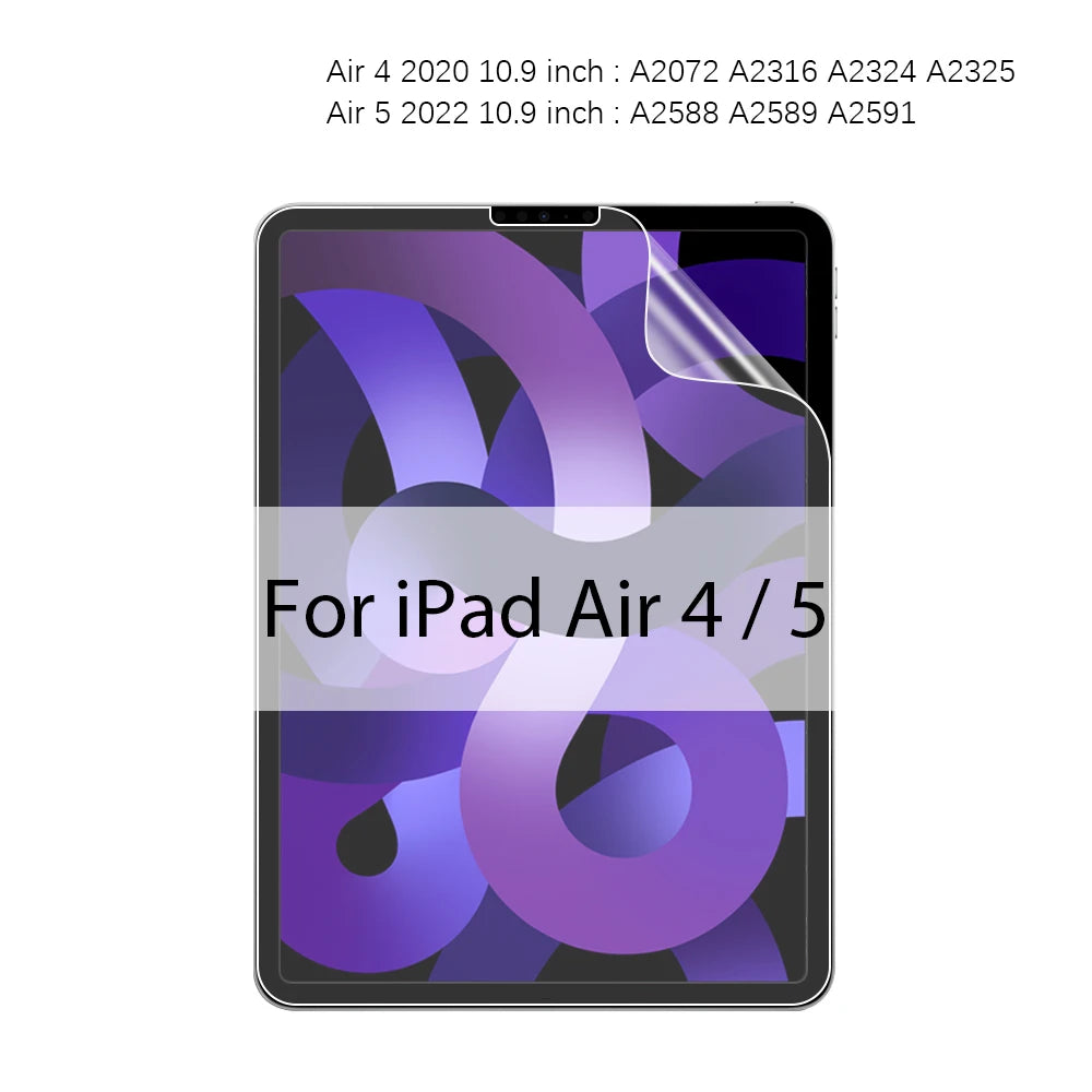 Screen protector for iPad Air 4 and 5 with model number text on a white background