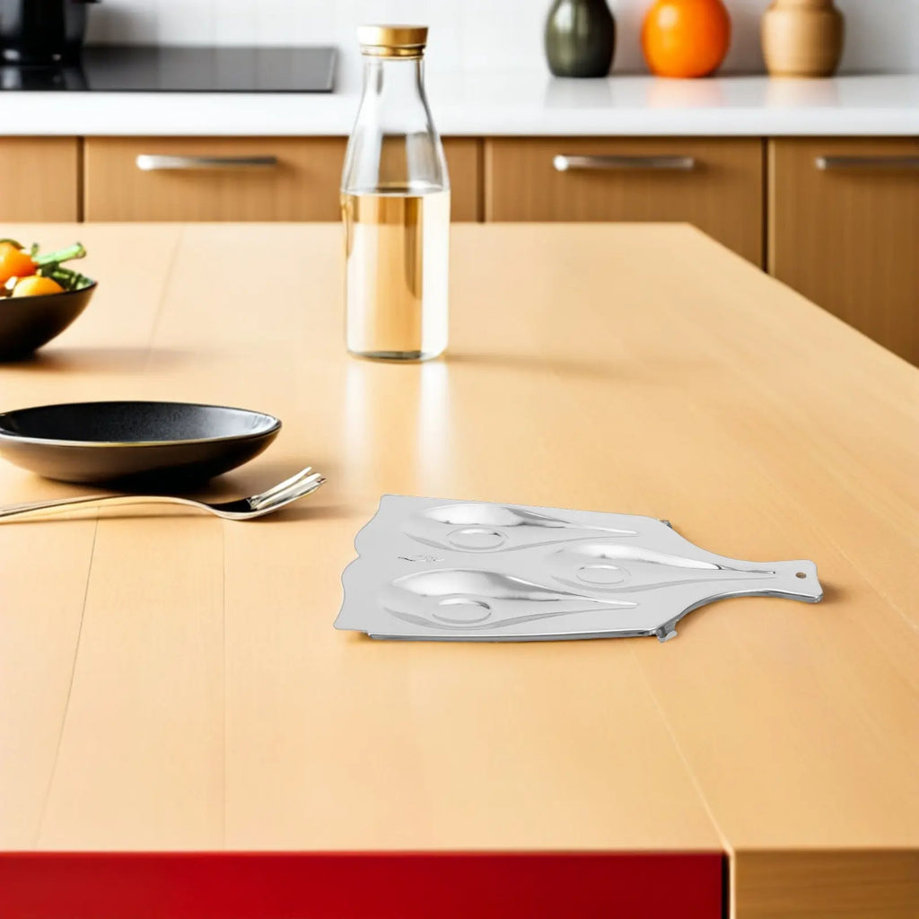 Stainless Steel Spoon Rest 3-Slot Utensil Holder