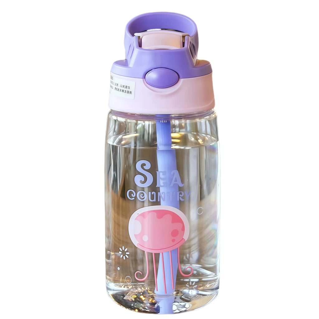 480ML Kids Cartoon Water Sippy Cup with Straw