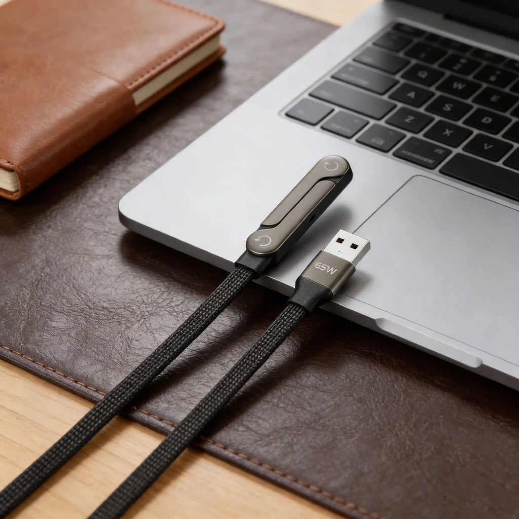 240W/65W Foldable Bracket Data Cable with Braided Cable Fast Charging Cord for iPhone 17