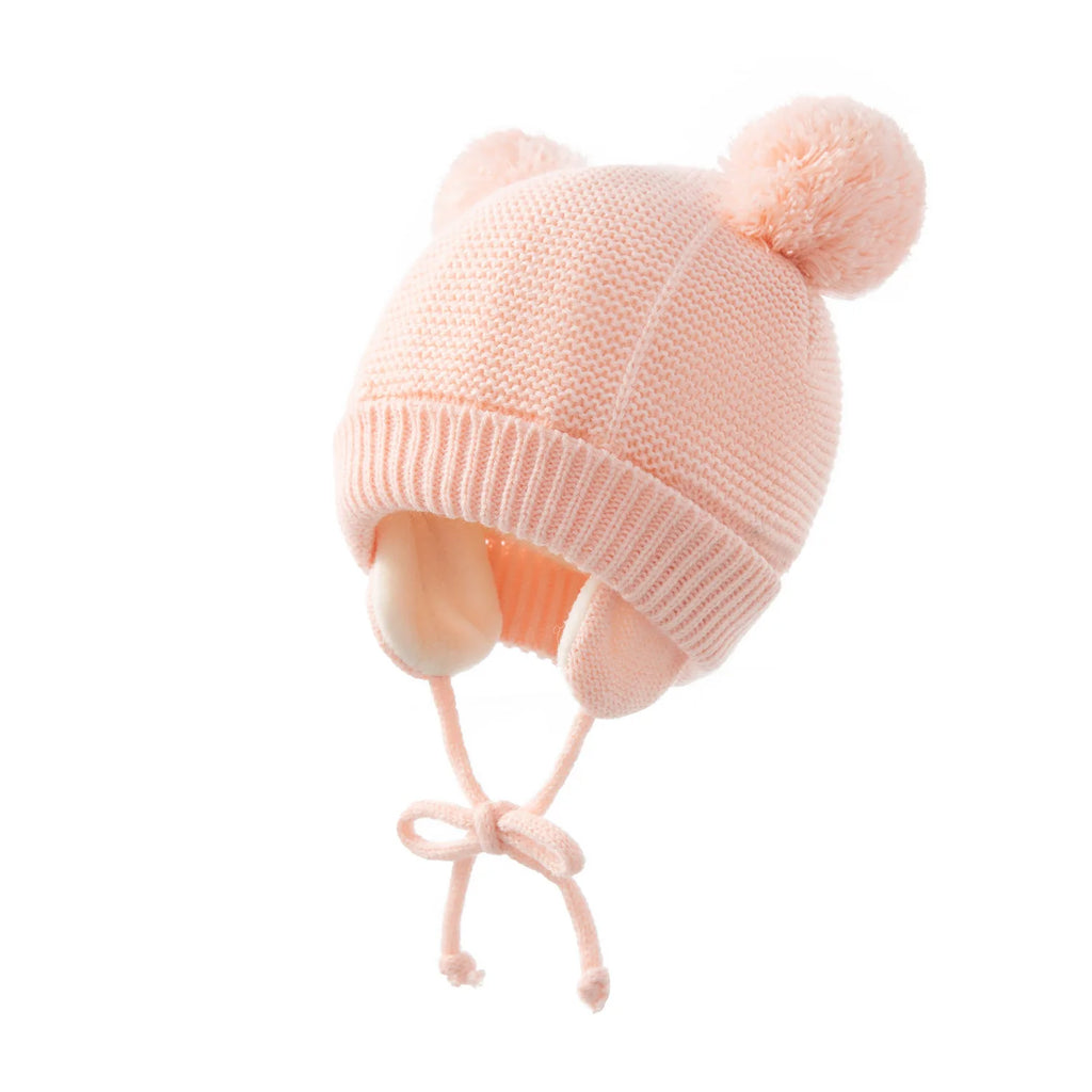 Winter Baby Hat & Gloves Set Warm Fleece Knitted Cap