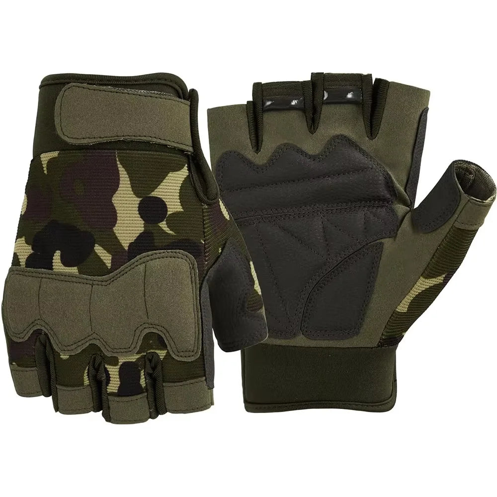 Fingerless Tactical Gloves Padded Breathable MTB Climbing Gloves