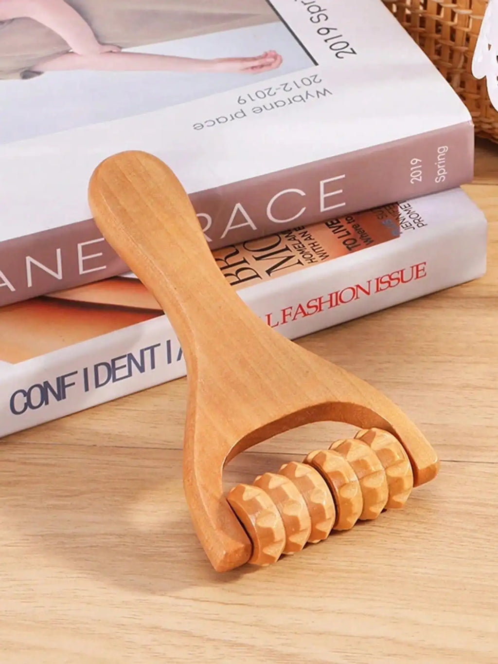 Wooden Roller Massager for Face, Neck, Shoulder & Body Relaxation