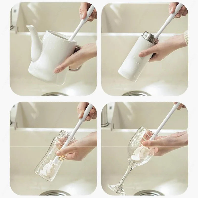 360° Silicone Bottle Brush Foldable Long Handle
