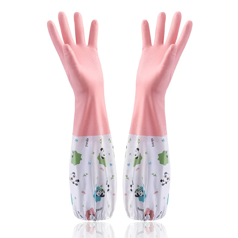 Women's Waterproof Cleaning Gloves Kitchen Rubber Gloves