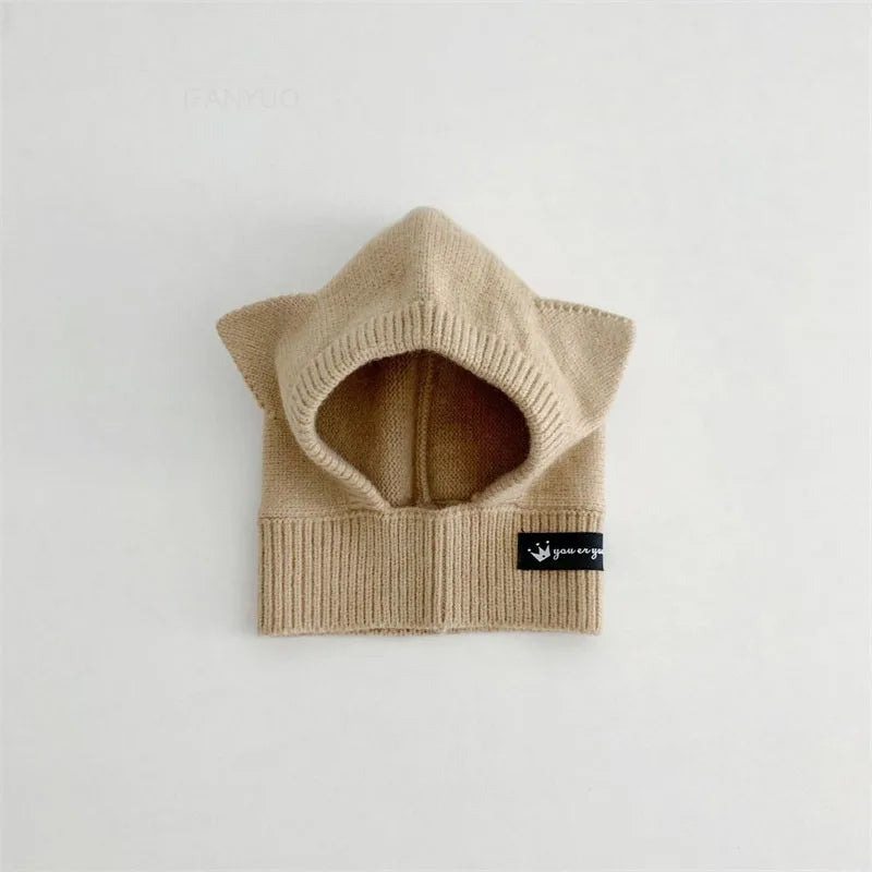 Baby Scarf Hat One-Piece Knitted Winter Cap with Ear Protection