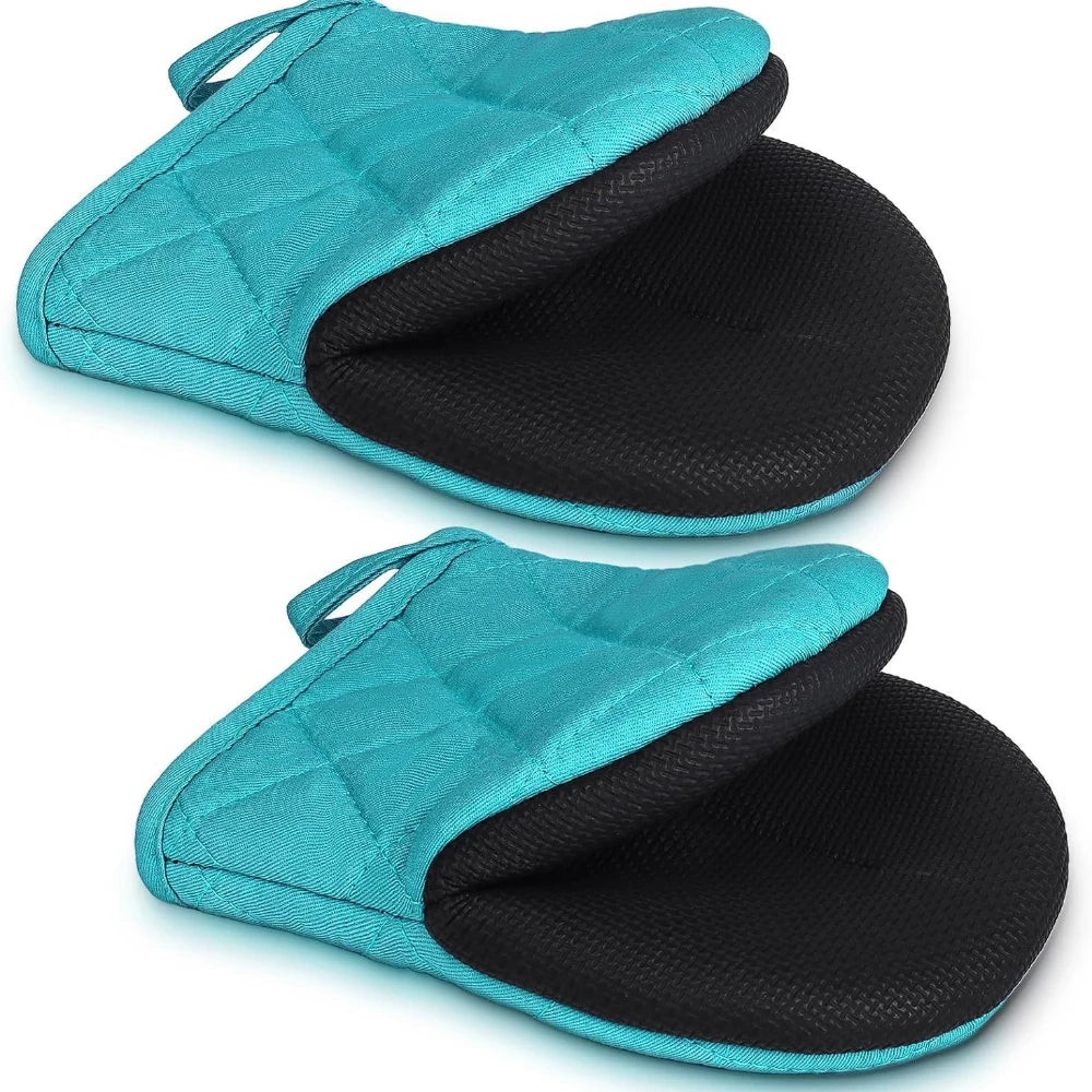 Short Oven Mitts – Heat Resistant Non-Slip Kitchen Gloves (1 Pair)