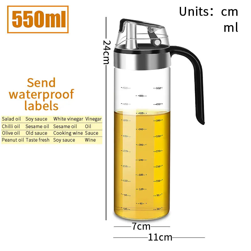 Glass Seasoning Bottle Dispenser Oil, Vinegar & Spice Storage Kitchen Tool