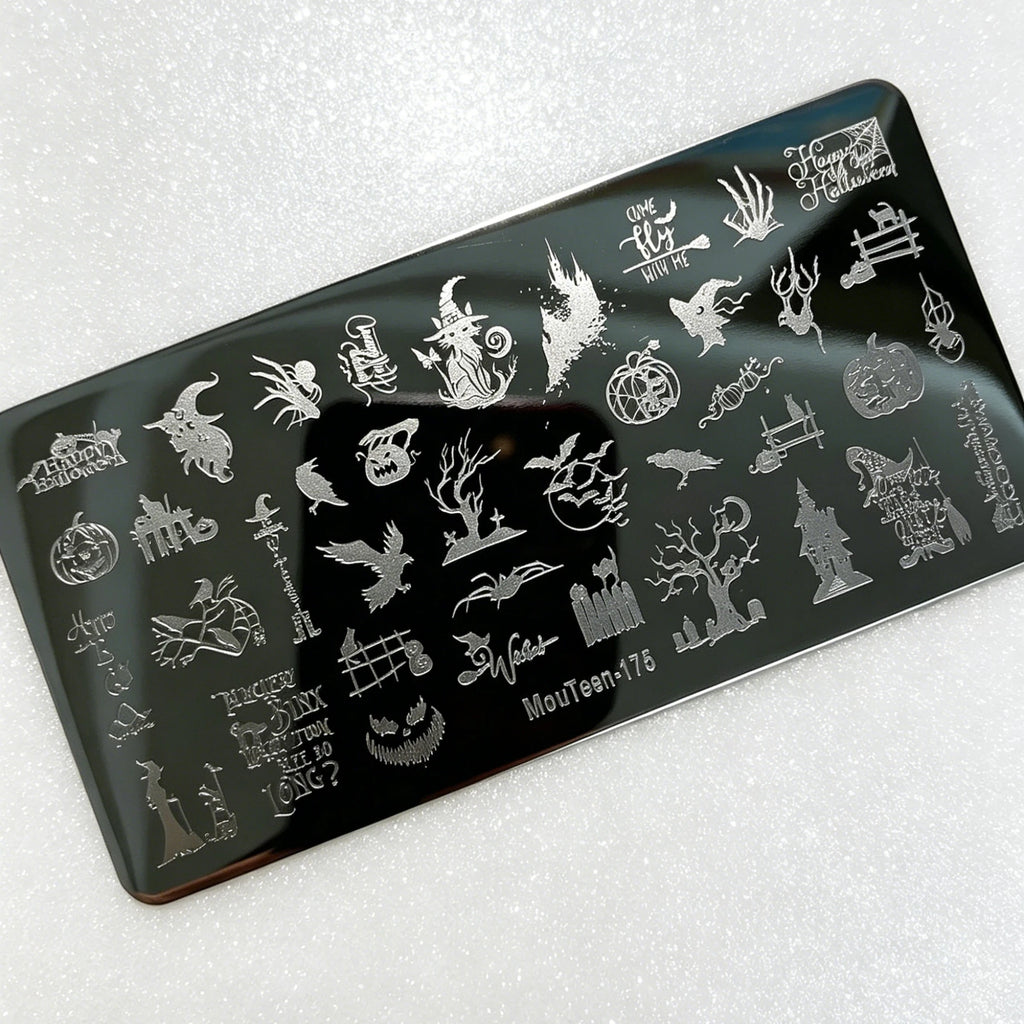 MouTeen263 Nail Stamping Plate Cursive Letter Nail Art Template