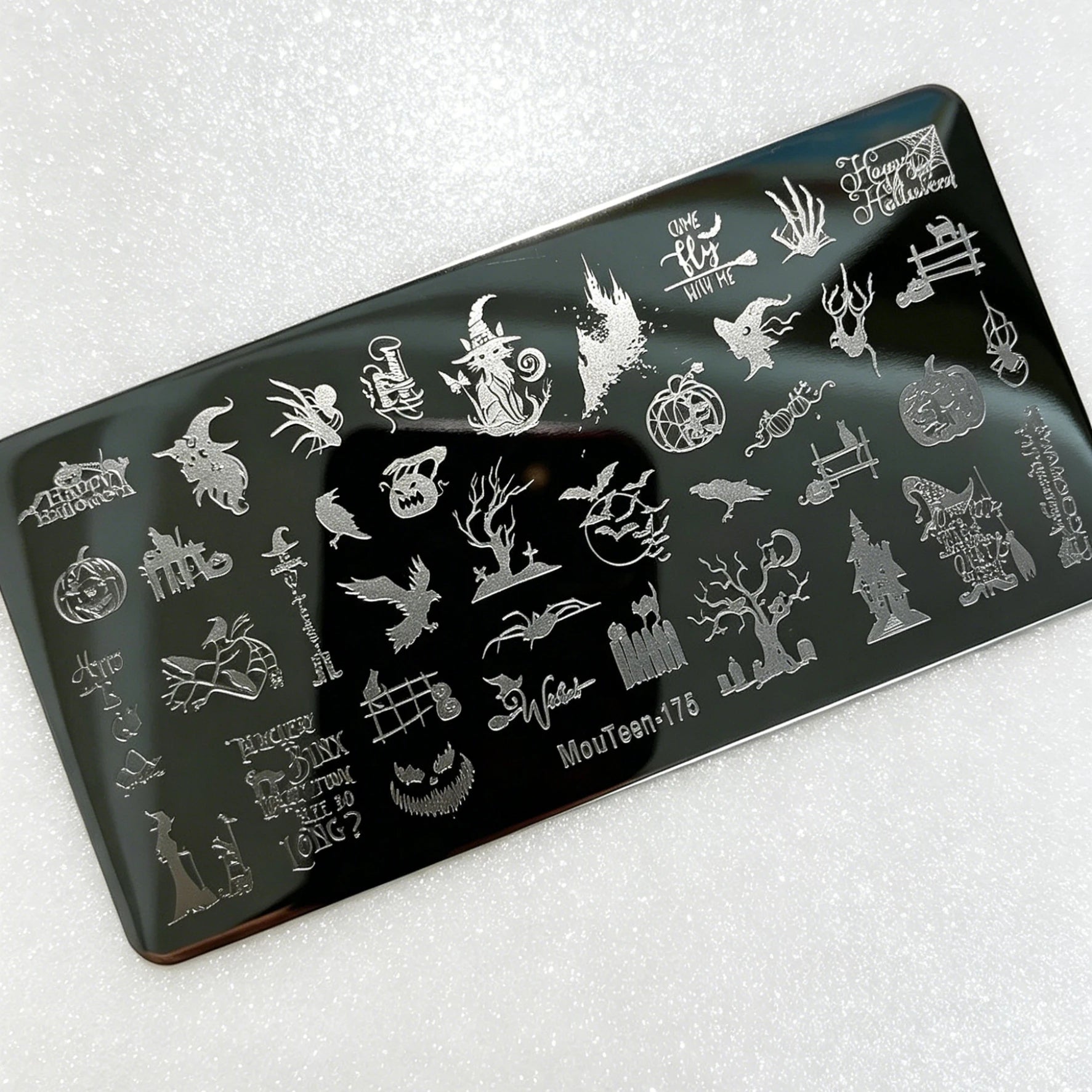 MouTeen263 Nail Stamping Plate Cursive Letter Nail Art Template