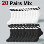 5/10/20 Pairs Solid Crew Socks Breathable Sweat-Absorbing All Season