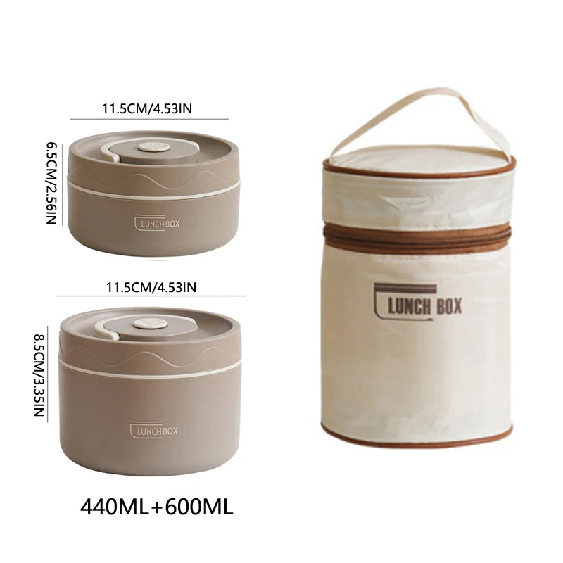304 Stainless Steel Insulated Lunch Box Double Layer Sealed Food Container with Bag