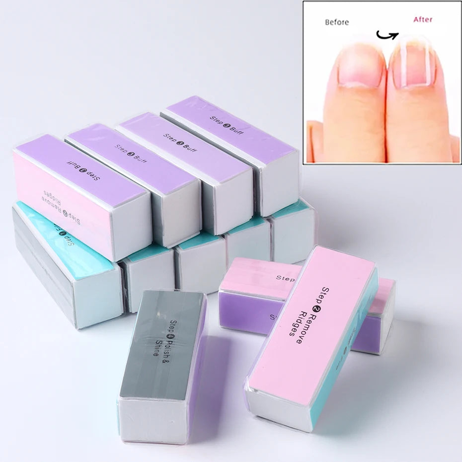4 Sides Sponge Nail Buffer Professional Manicure Polishing Block