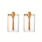 Airtight Glass Storage Jars Bamboo Lid Set