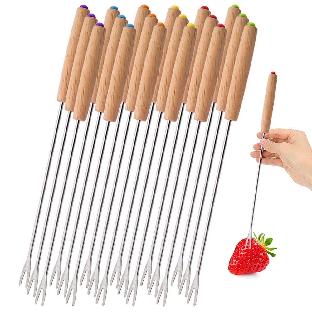 Fondue Fork Set Stainless Steel 6–24Pcs Long Chocolate & Fruit Forks