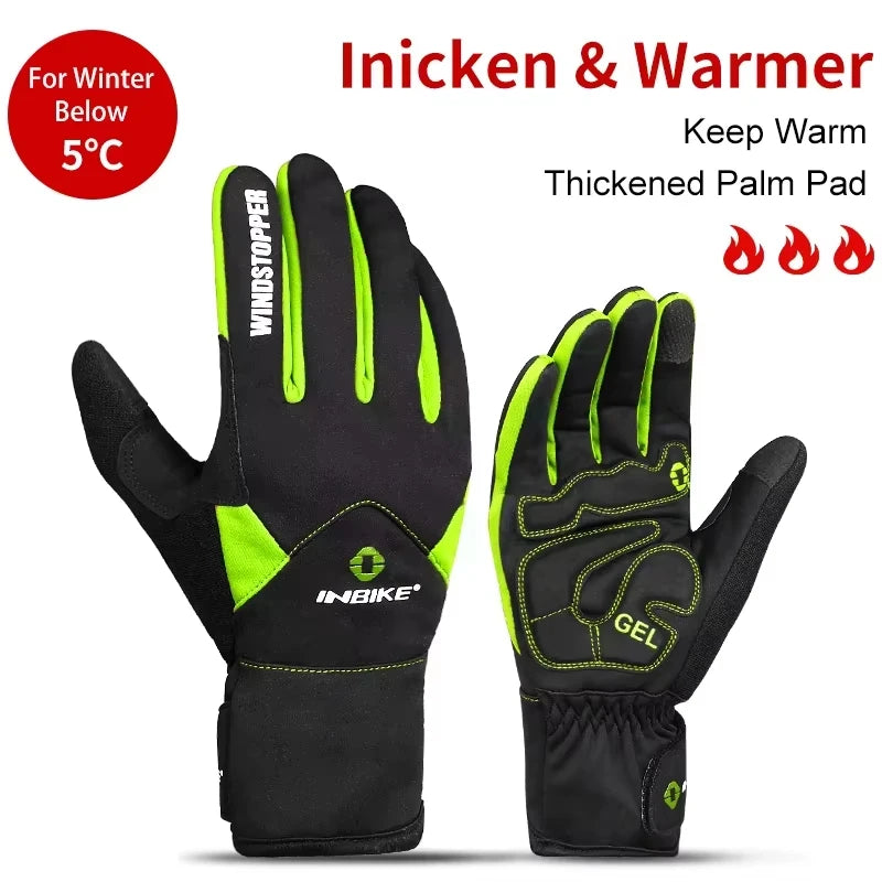 Winter Cycling Gloves Waterproof Touchscreen Fleece Thermal Bike