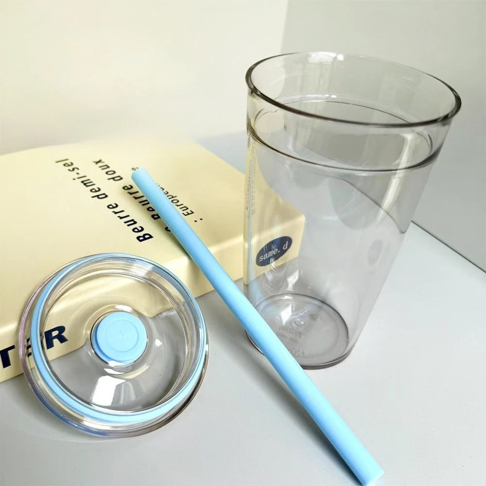450ml Straw Cup Reusable Transparent Plastic Coffee Tumbler