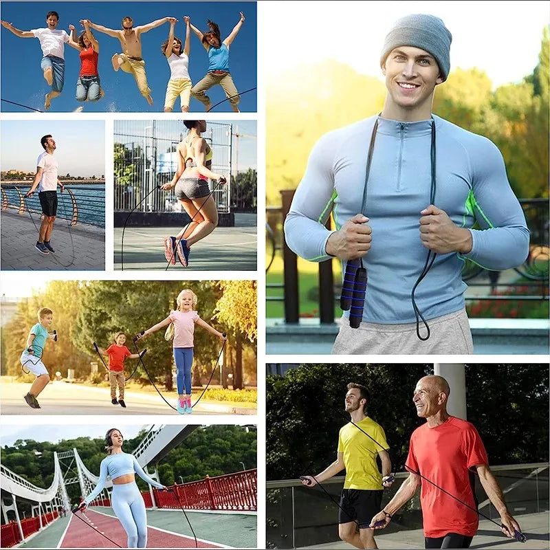 Ball Bearing Speed Jump Rope Foam Handle Tangle-Free Fitness