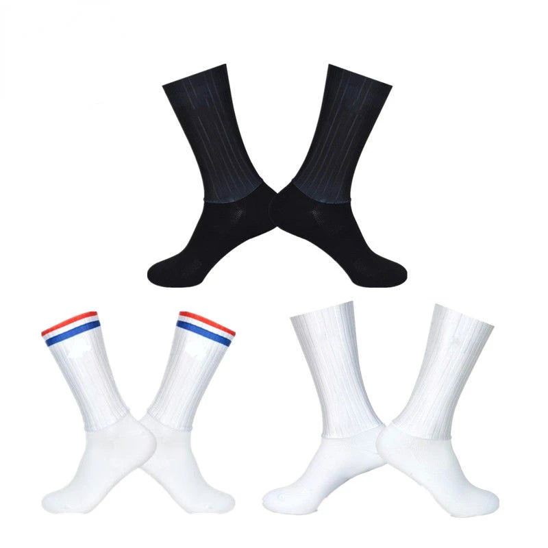 Aero Cycling Socks Men Anti-Slip Silicone Breathable Summer Bike Socks