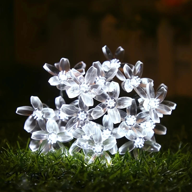 Solar Lotus Flower Fairy Lights Outdoor Garden Decor