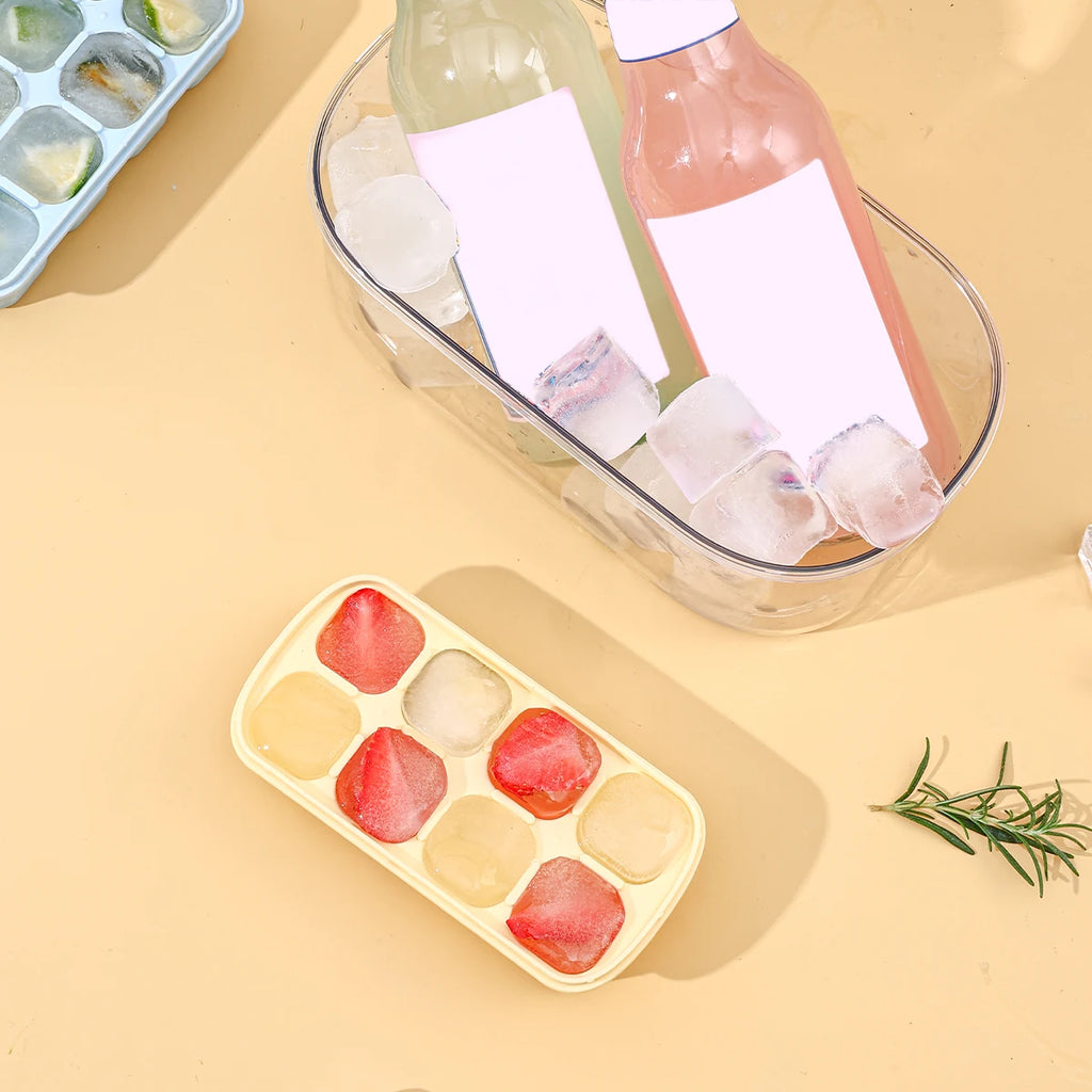 Mini Silicone Ice Cube Tray UK 8 Grid Ice Mold With Lid| Whisky Ice Maker