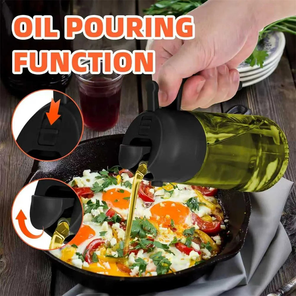 2-in-1 Olive Oil Sprayer Bottle Spray & Pour 470ML Glass Dispenser
