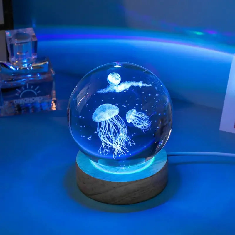 3D Jellyfish Crystal Ball LED Night Light Gift Lamp