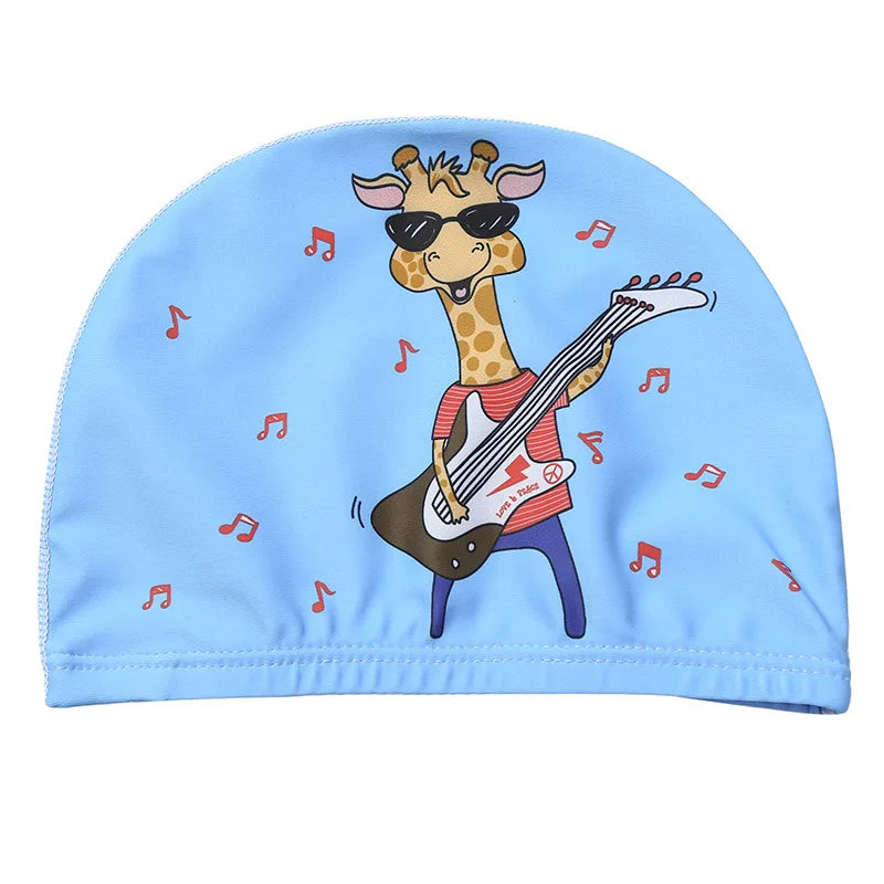 Kids Cartoon Swimming Cap Elastic Fabric Swim Hat