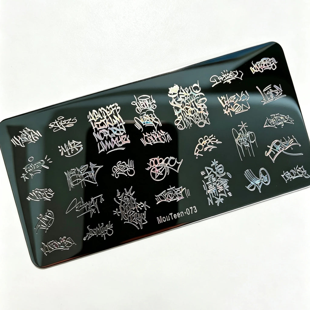 MouTeen263 Nail Stamping Plate Cursive Letter Nail Art Template