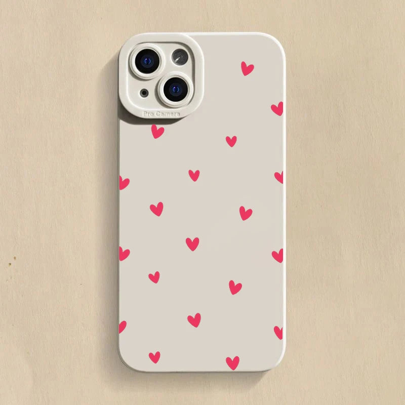 Black Love Heart Case for iPhone 11 12 13 14 15 16 17 Pro Max
