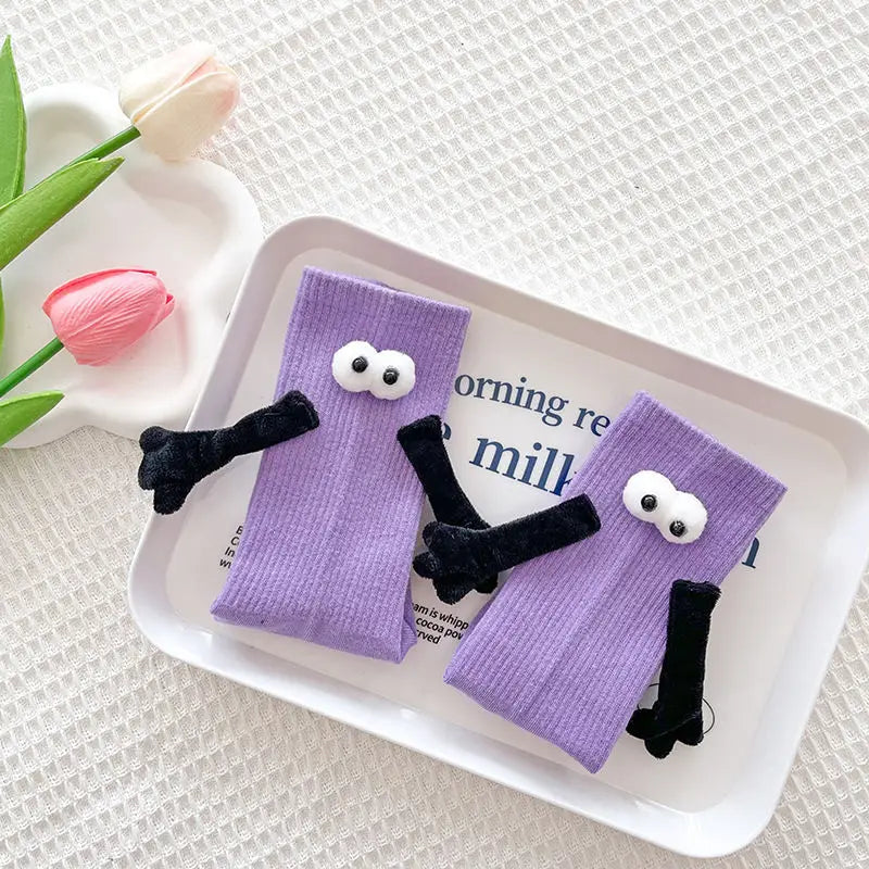 Magnetic Holding Hands Socks Funny Couple Gift Men Women Socks